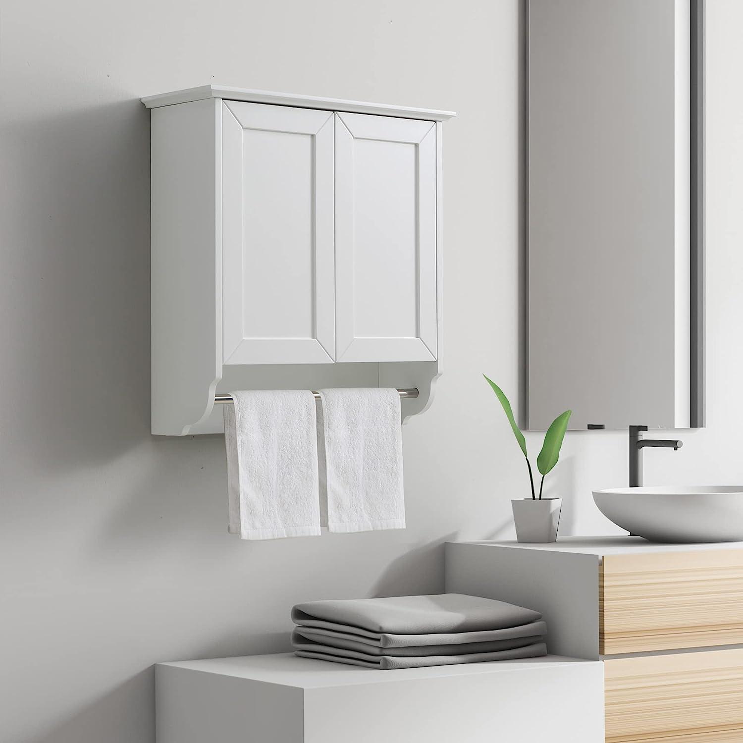 Armario de espejo de baño de montaje en pared con toallero, botiquín de  aluminio para baño, dormitorio, pasillo, armario de almacenamiento con  puerta