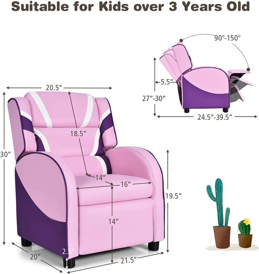 Silla reclinable para niños con bolsillos laterales, silla ajustable para niños