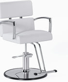 Silla de salón resistente para estilistas, silla de peluquería blanca giratoria