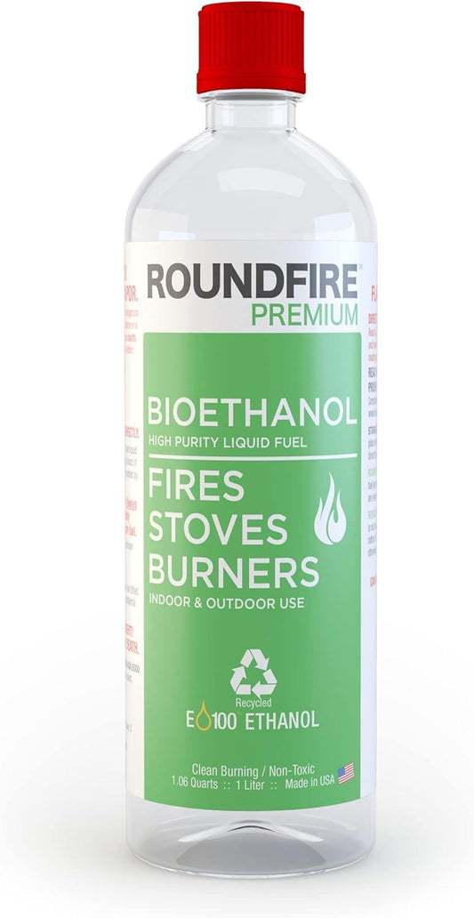 ROUNDFIRE Premium 12 x 1 litro Combustible de bioetanol para chimeneas, estufas - VIRTUAL MUEBLES