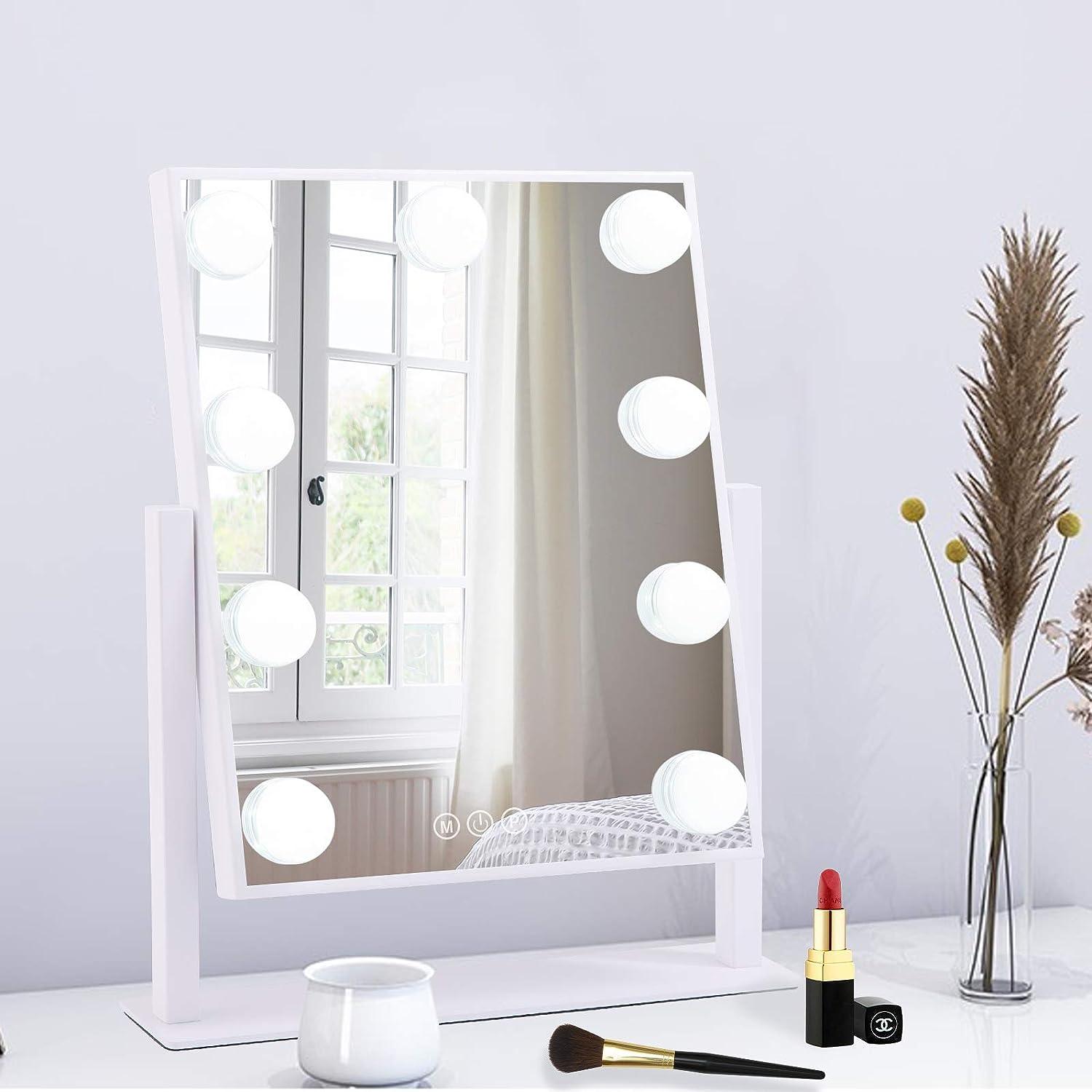 Espejo de tocador con luces, espejo de maquillaje con 9 luces LED, con -  VIRTUAL MUEBLES