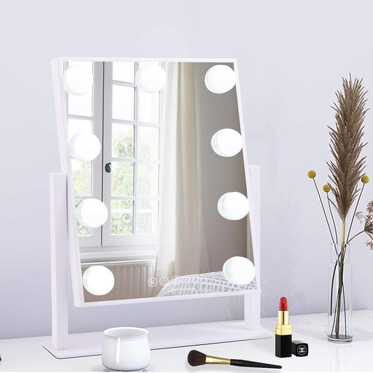 Espejo de maquillaje iluminado Hollywood, espejo de tocador con luces, diseño - VIRTUAL MUEBLES