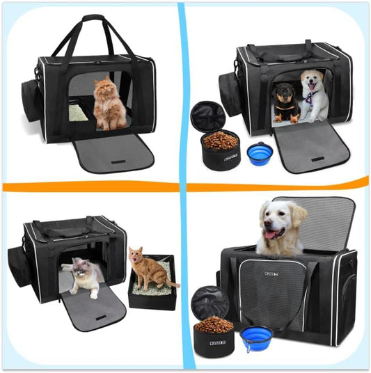 Transportador grande para mascotas de 24 x 17 x 17 pulgadas para gatos grandes,