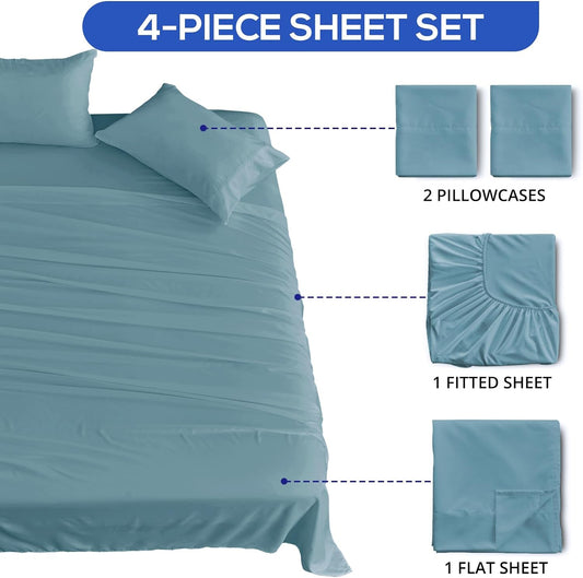 Juego de sábanas y fundas de almohada de 4 piezas, sábanas refrescantes con
