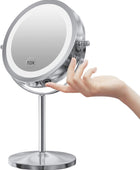 Espejo de maquillaje LED 1x10x con pantalla táctil, luz LED ajustable, espejo