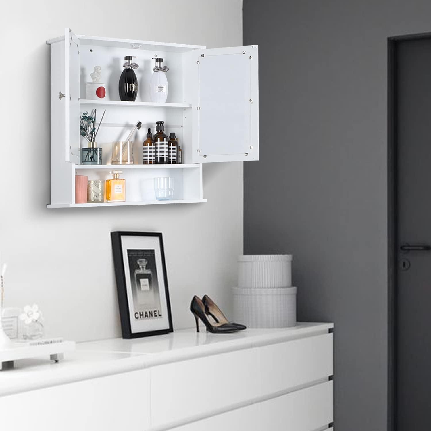 MAISON ARTS Botiquín de baño con espejo y estante ajustable, botiquines de  baño montado en la pared para cocina, sala de estar y lavandería, color