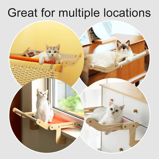 Asiento de hamaca para ventana de gato para gatos de interior, resistente,ajustable y duradero