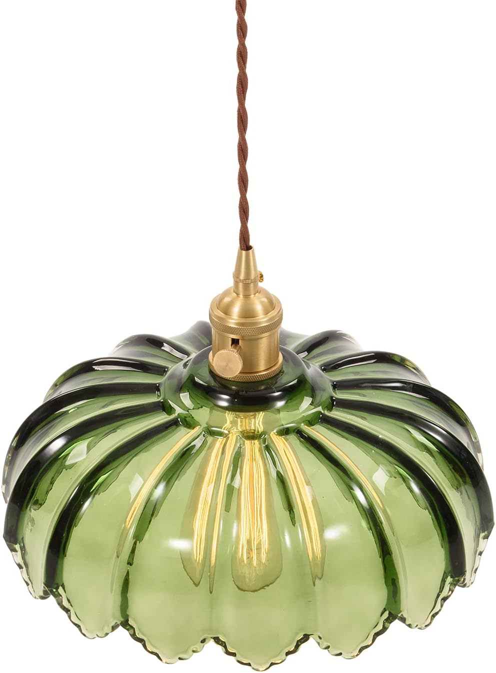 KAUDGHY Lámpara colgante vintage Lámpara colgante de cristal verde dorada