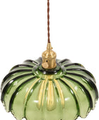 KAUDGHY Lámpara colgante vintage Lámpara colgante de cristal verde dorada