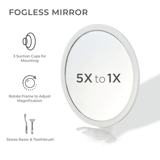 5X 1 espejo de ducha ajustable ultra sin vaho
