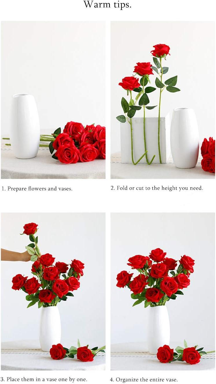 12 rosas rojas artificiales de tallo largo, rosas de seda falsas para - VIRTUAL MUEBLES
