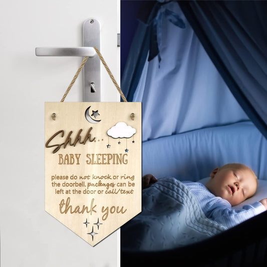 Letrero colgante para puerta de bebé durmiendo en 3D Shhh, letrero decorativo - VIRTUAL MUEBLES