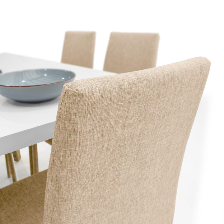 Juego de Comedor 6P Lyon Sillas Lyon Tela Beige - VIRTUAL MUEBLES