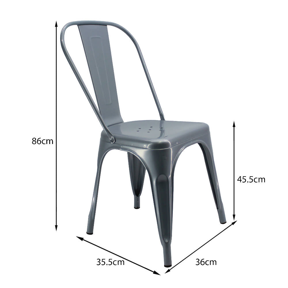 Kit por 4 Silla Tolix Metalica Para Comedor Restaurante - Gris