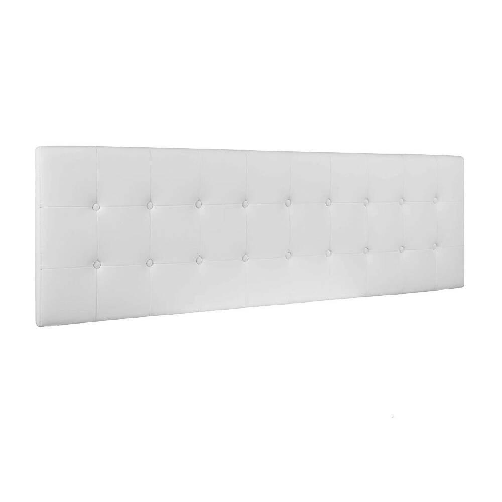 Cabecero Tapizado Base Cama King Cuadros Blanco - VIRTUAL MUEBLES