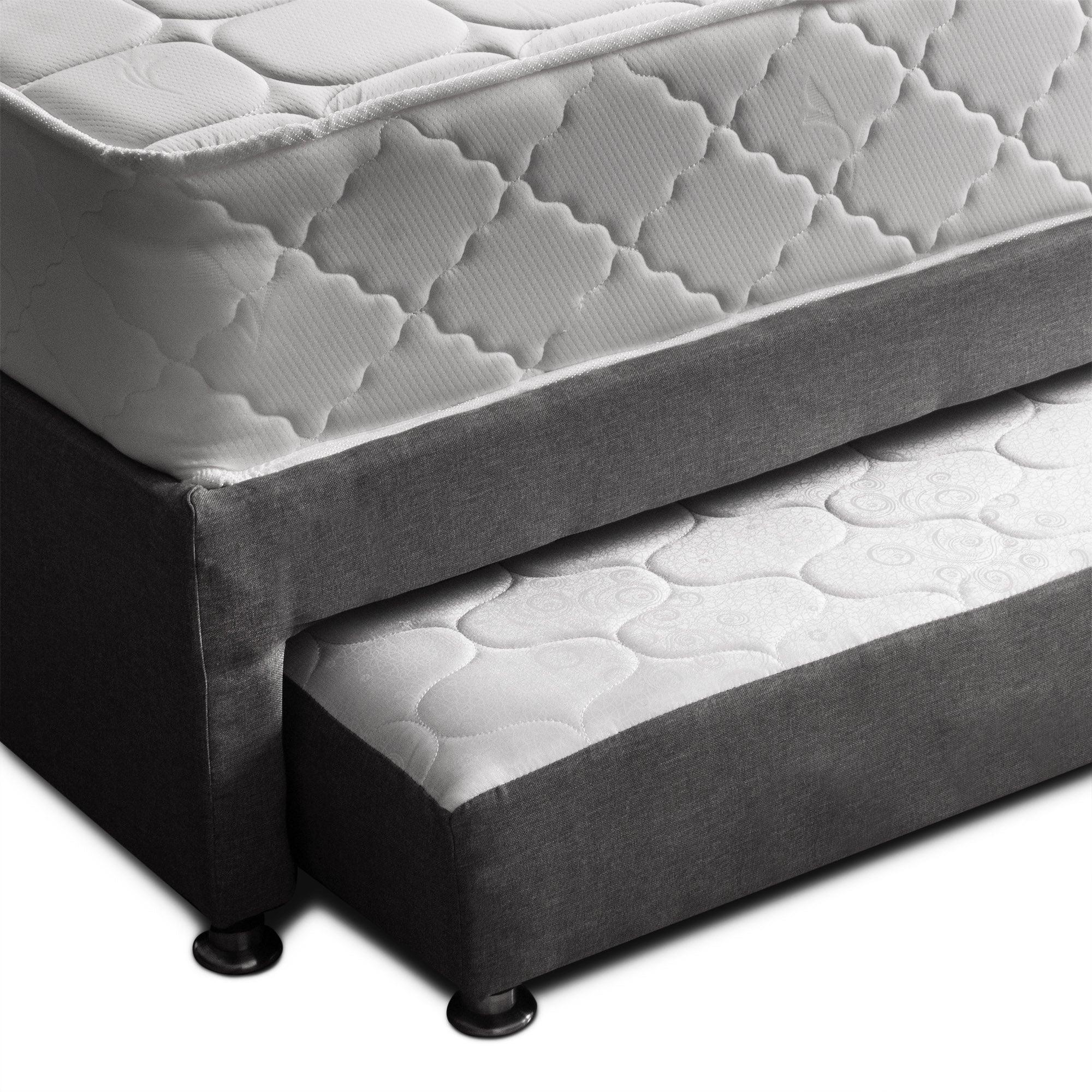 Combo cama Tarima gris + colchón 140 x 190 cm + almohadas - VIRTUAL MUEBLES