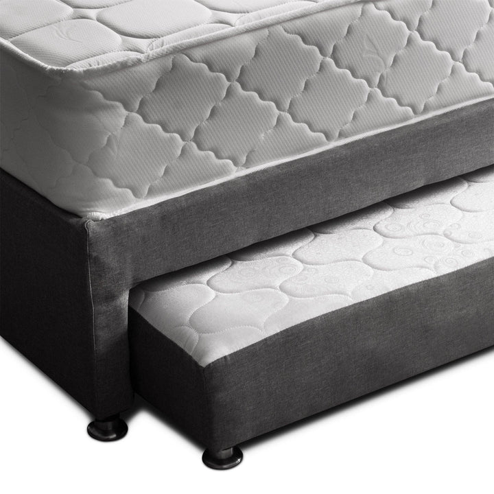 Combo cama Tarima gris + colchón 140 x 190 cm + almohadas - VIRTUAL MUEBLES
