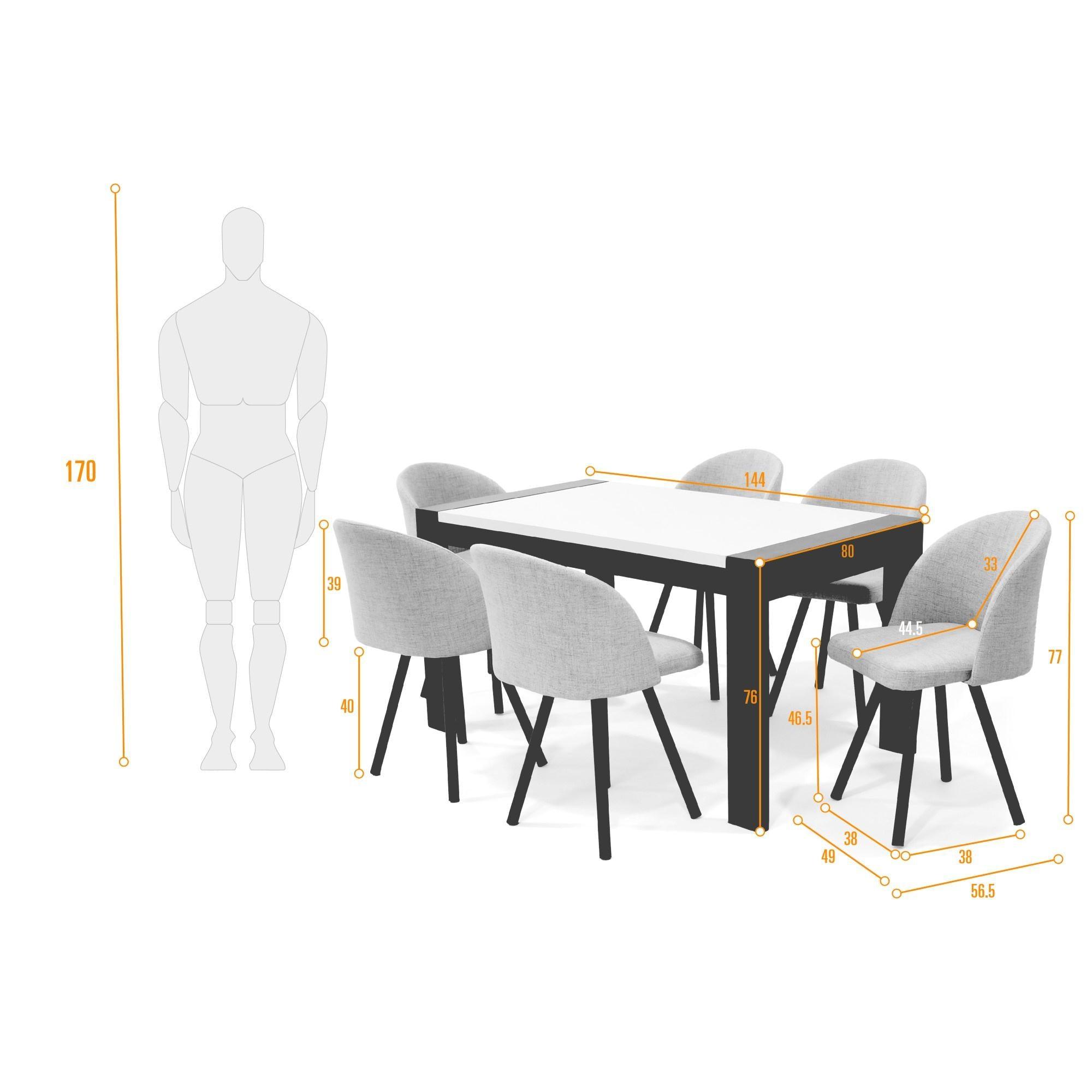 Comedor Arkansas 6 Puestos Sillas Sevilla Tela Trigo