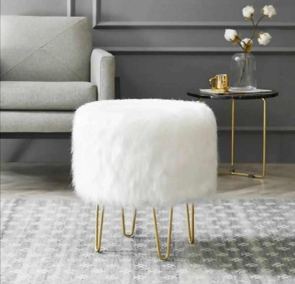 Silla Puff Tocador para Maquillaje Blanco - VIRTUAL MUEBLES