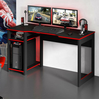 Escritorio Gamer Génova Negro Rojo - VIRTUAL MUEBLES