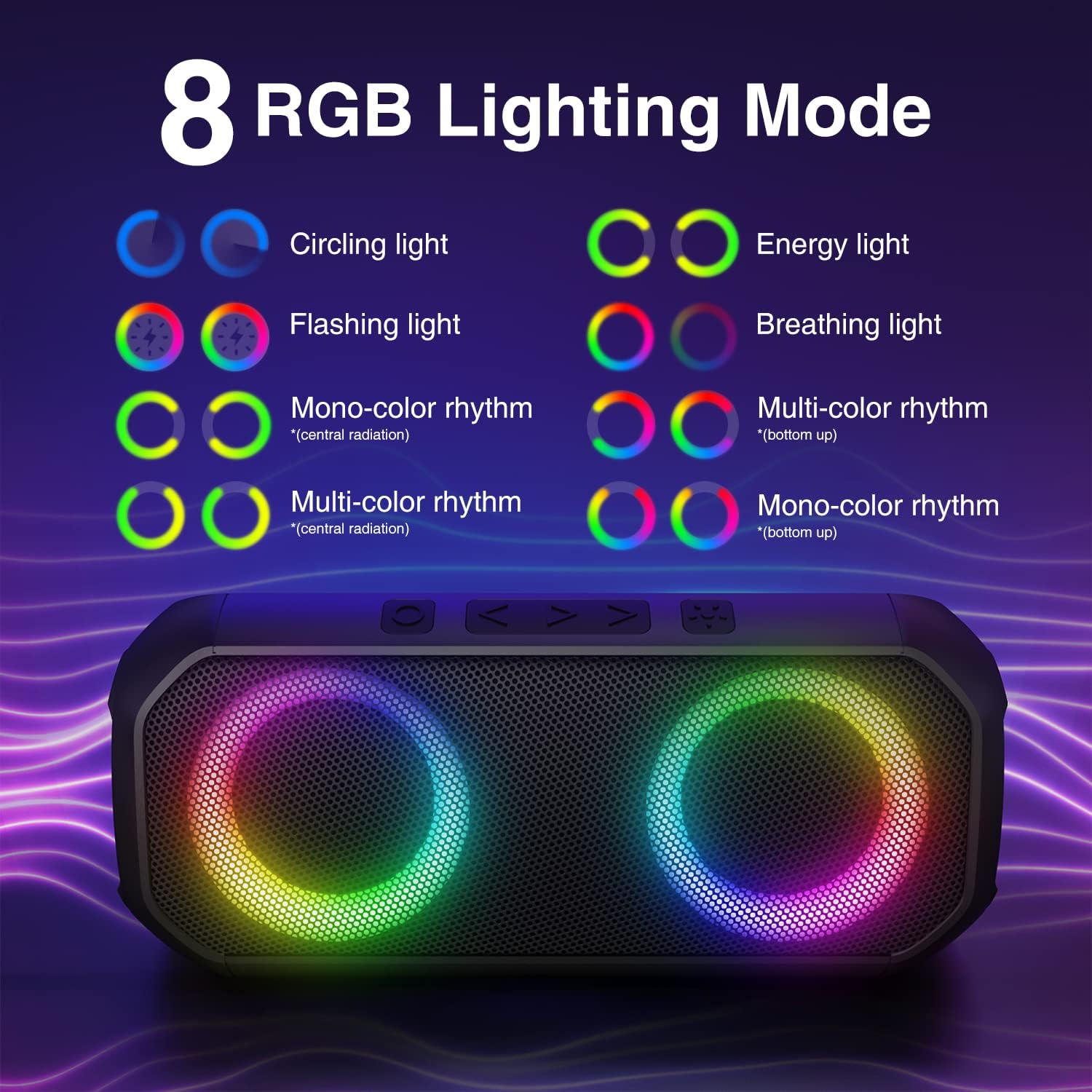 Bluetooth Speakers Blod Bass Dynamic RGB Portable Wireless Speaker with 24W
