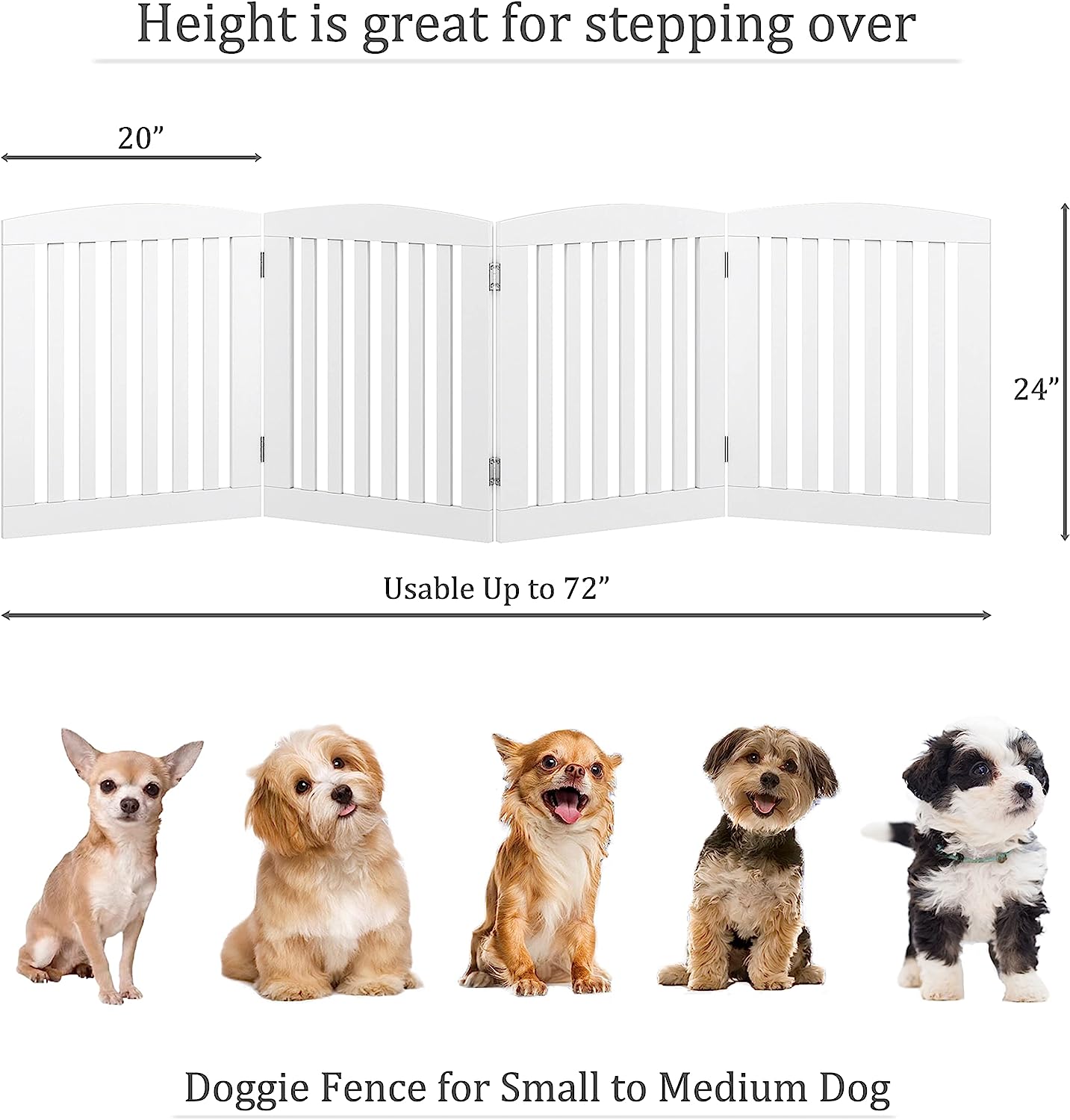 Puerta plegable extra ancha de madera para mascotas y perros, cerca de 4