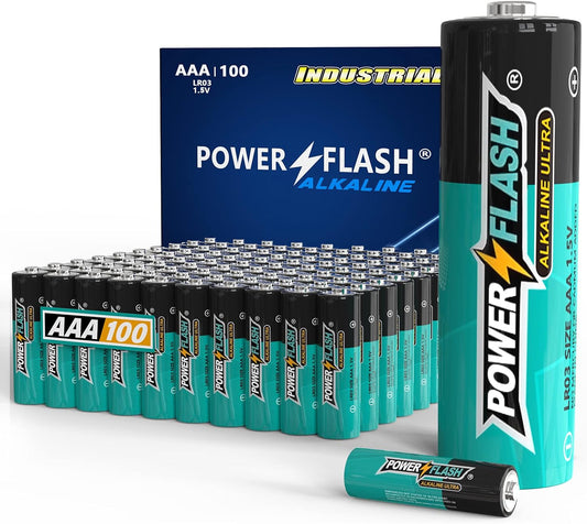 Baterías AAA con fecha fresca, paquete industrial de 100 unidades, batería
