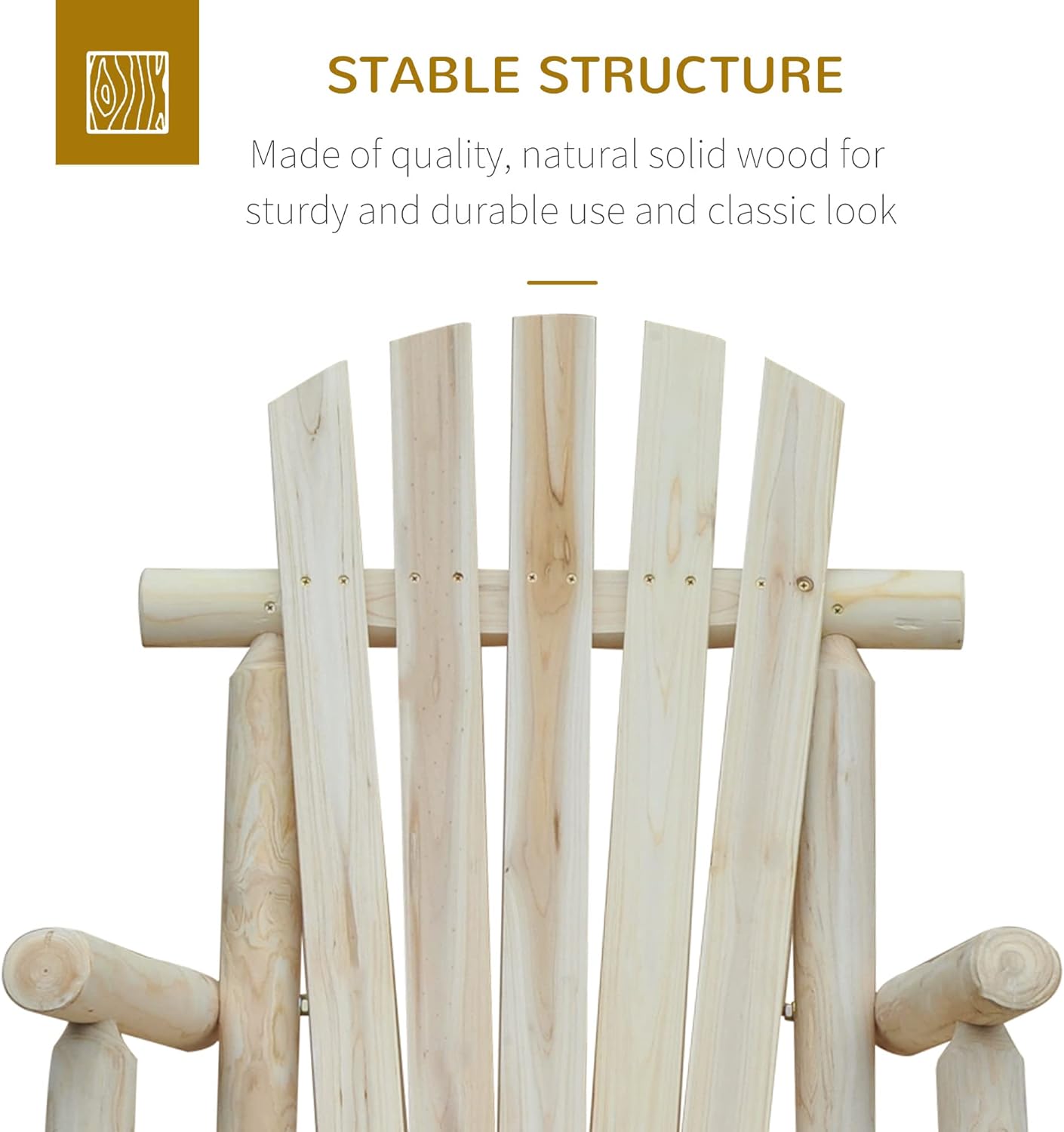 Outsunny Silla mecedora de madera para exteriores, sillas mecedoras Adirondack