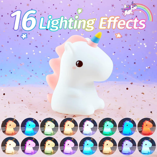 Luces de noche de unicornio para dormitorio de niñas, 16 colores linda luz - VIRTUAL MUEBLES
