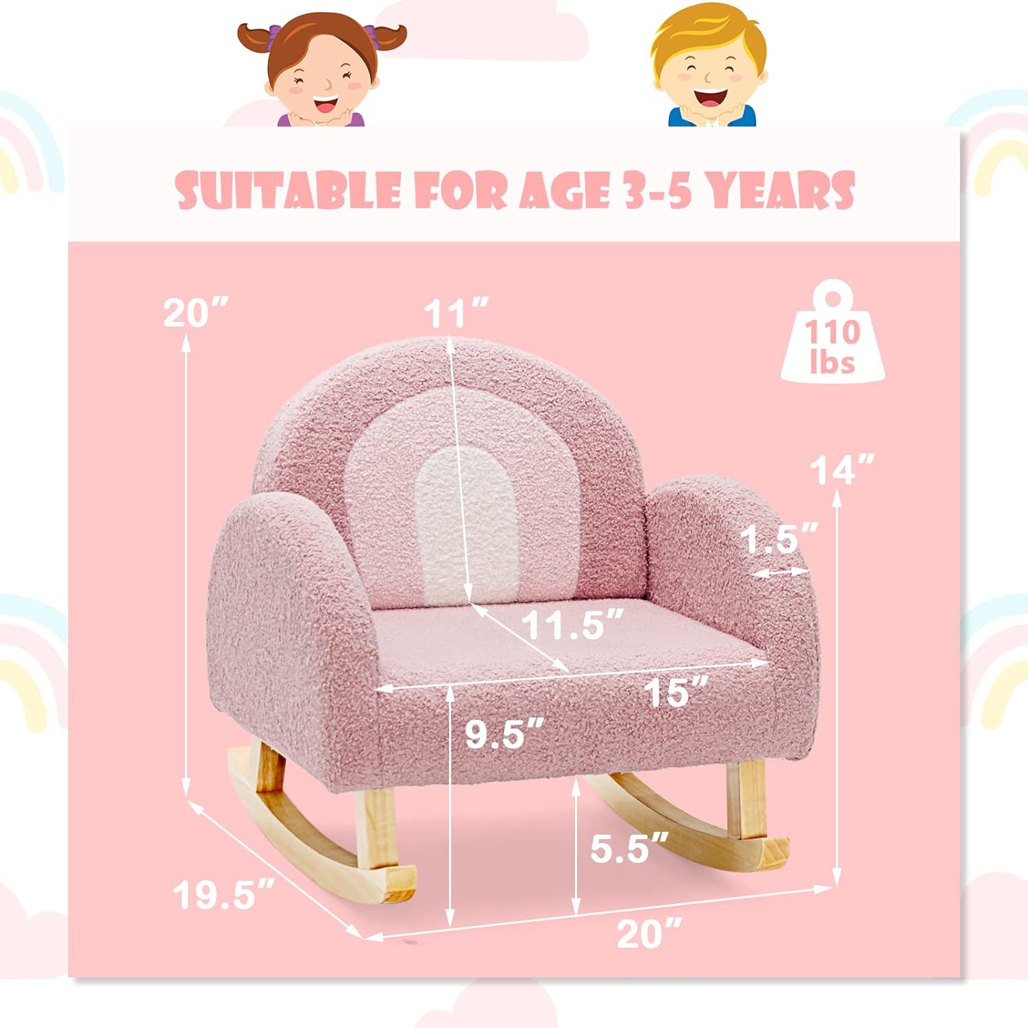Sofá para niños silla infantil con marco de madera maciza cojín grueso -  VIRTUAL MUEBLES