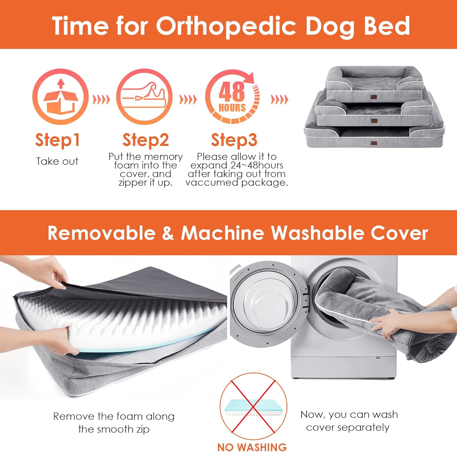 Camas ortopédicas para perros grandes, cama grande de espuma viscoelástica