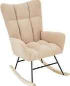 Mecedora para guardería, silla mecedora tapizada de tela de peluche con respaldo alto