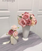 Juego de ramos de flores artificiales de rosas artificiales para bricolaje, - VIRTUAL MUEBLES