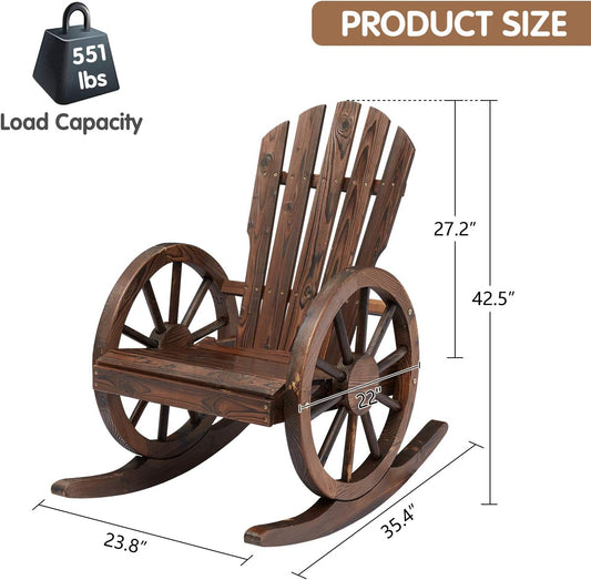 Mecedora de madera con ruedas de carro, 2 piezas, muebles de exterior, sillas