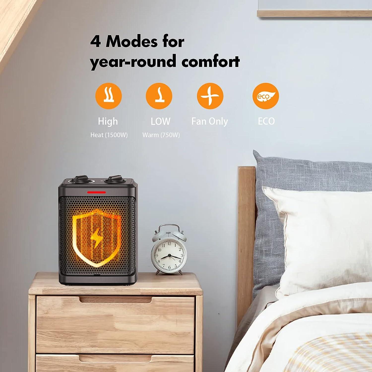 Calentador de espacio de cerámica portátil compacto con termostato de control - VIRTUAL MUEBLES