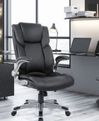 Silla de oficina ejecutiva de respaldo alto, silla ergonómica de cuero para