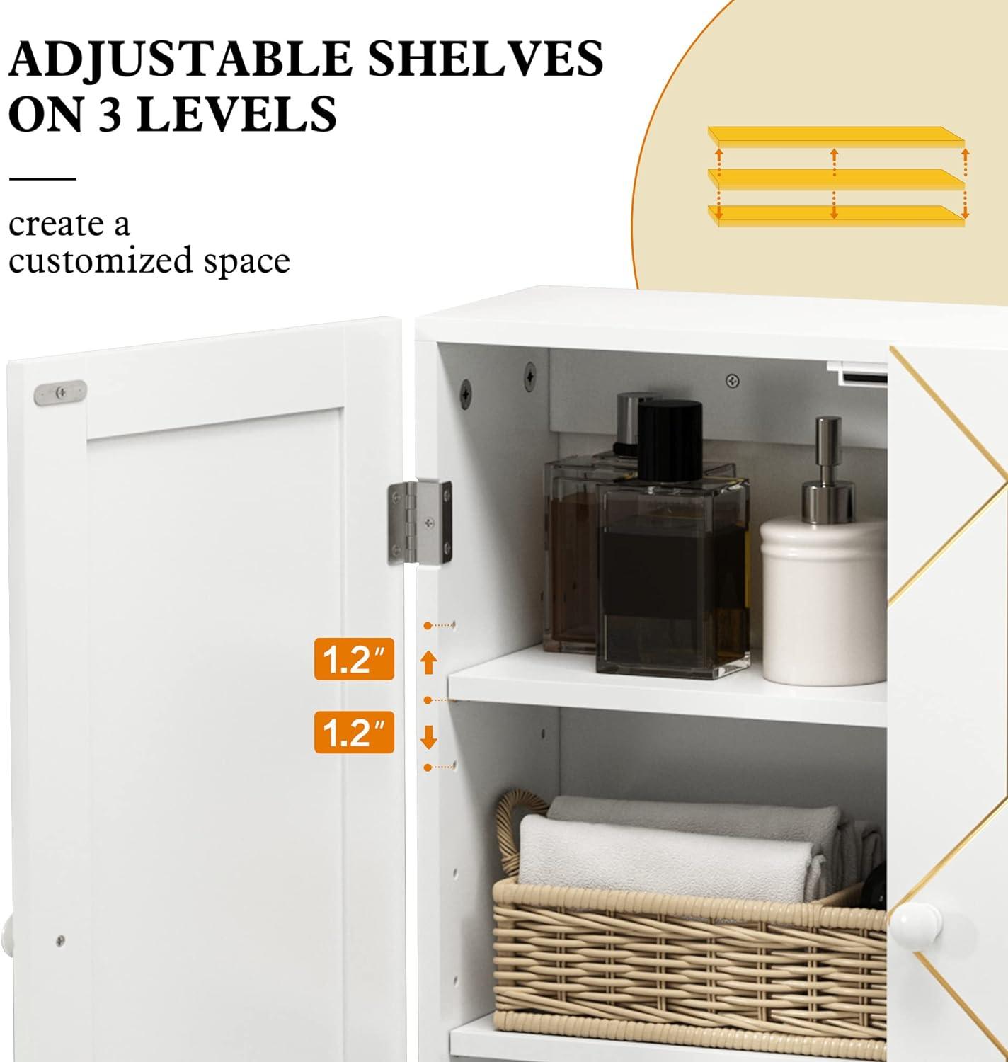 Armario de baño con borde dorado, gabinete de almacenamiento de pared con - VIRTUAL MUEBLES