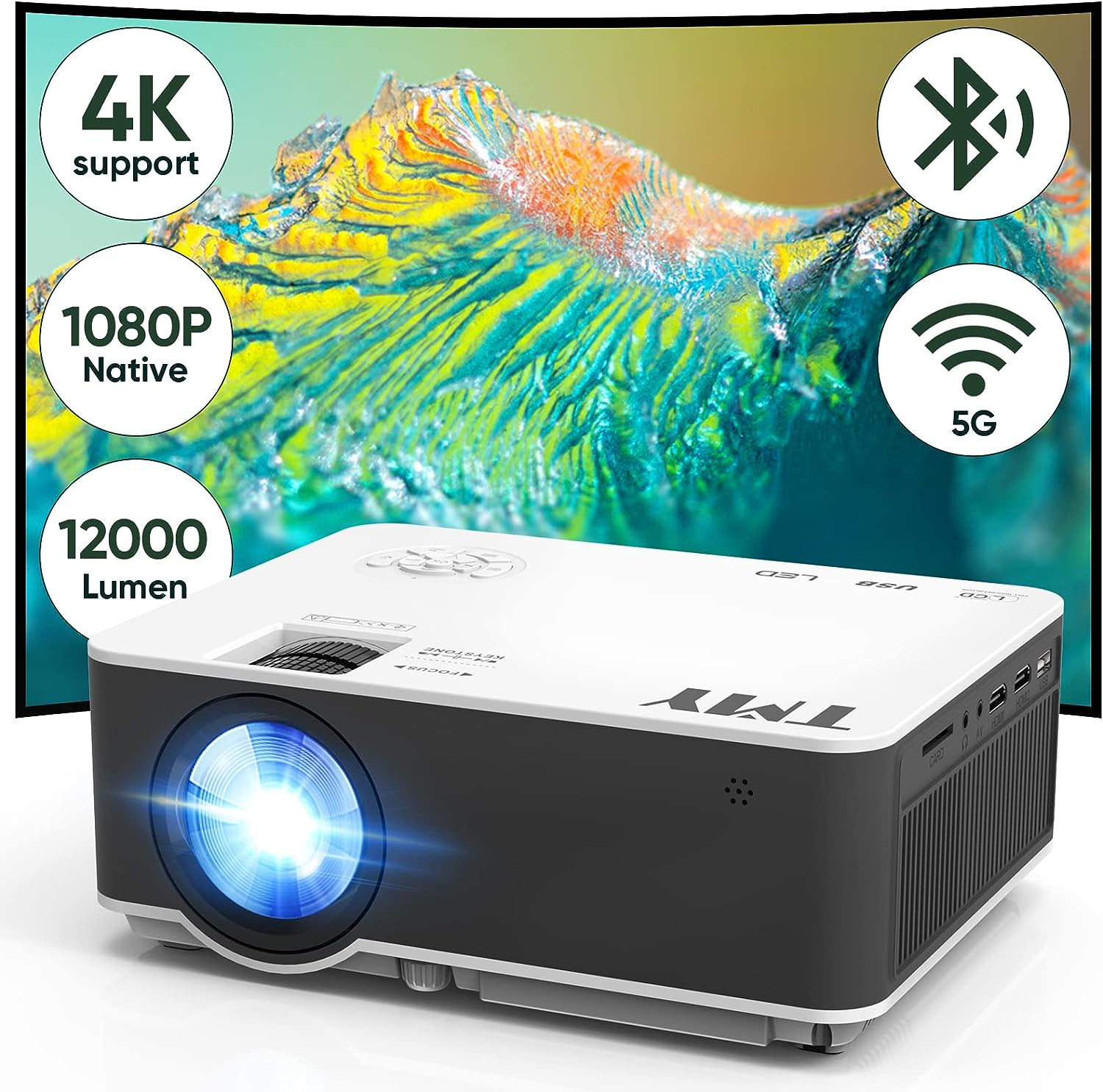 Proyector nativo 1080P con WiFi 5G y Bluetooth 51 mini proyector compa -  VIRTUAL MUEBLES