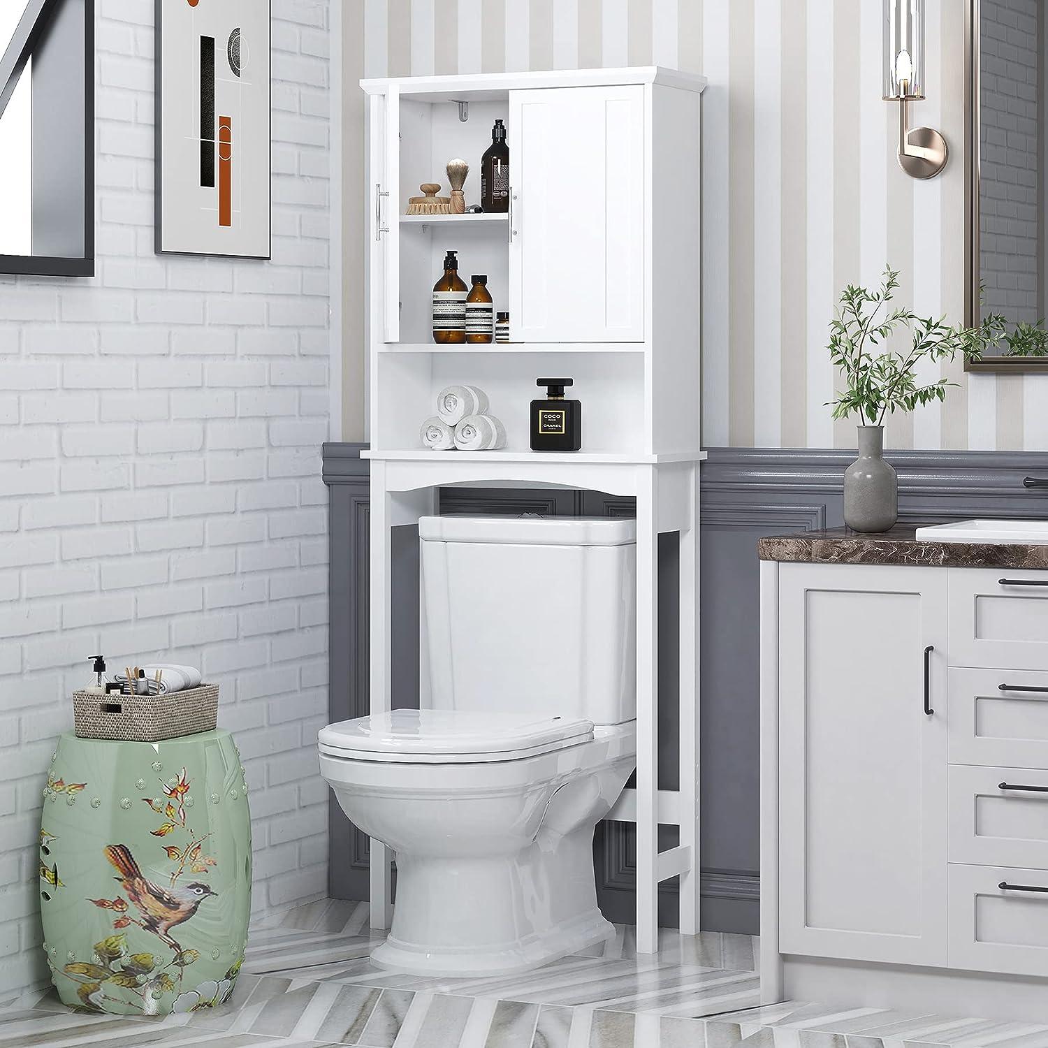 Moderno armario de almacenamiento de madera para colocar sobre el inodoro  para el hogar, baño, color blanco