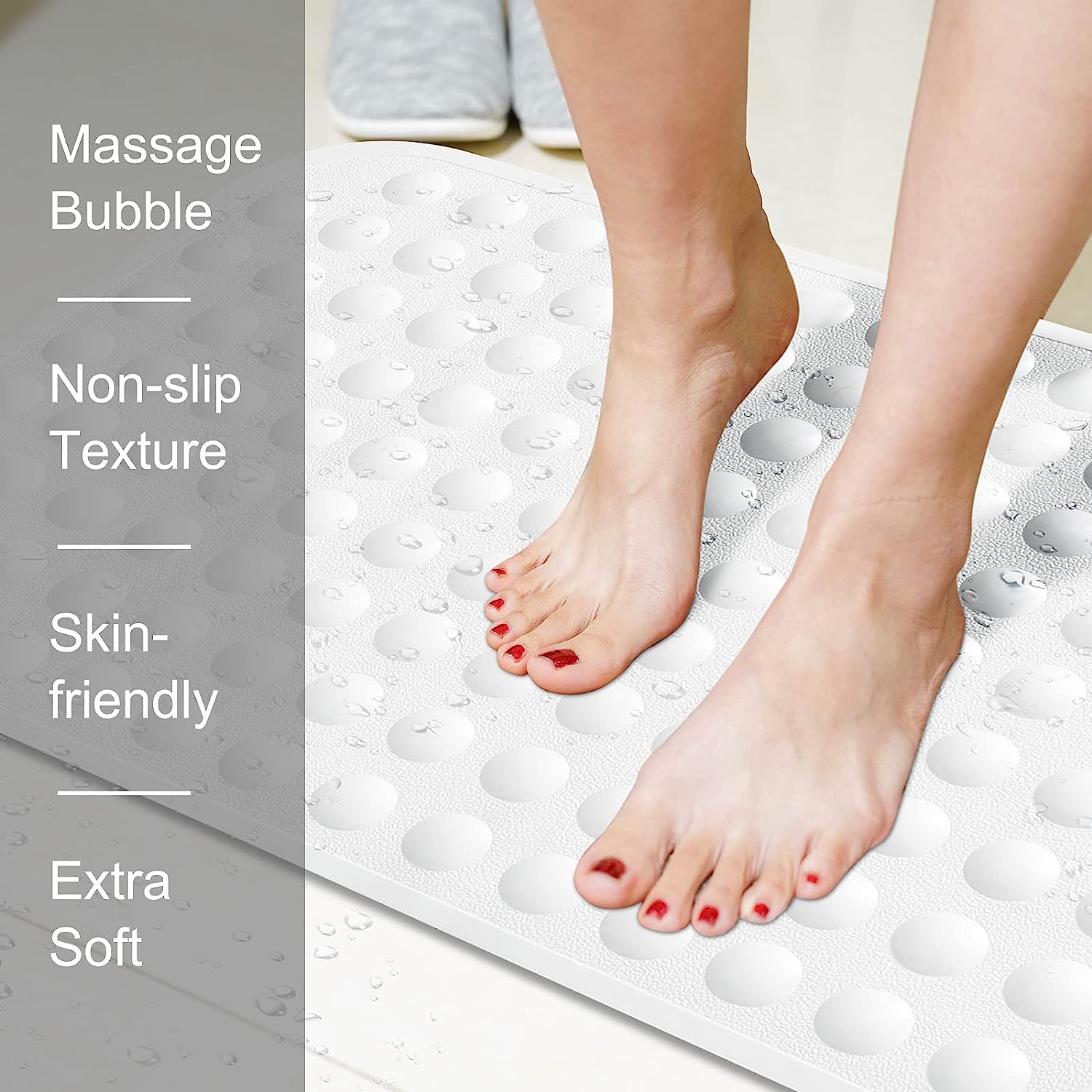 Yanzifly Tapete de baño antideslizante para bañera de silicona, suave y  seguro, tapete de ducha antideslizante, ventosas para bañera y bañera