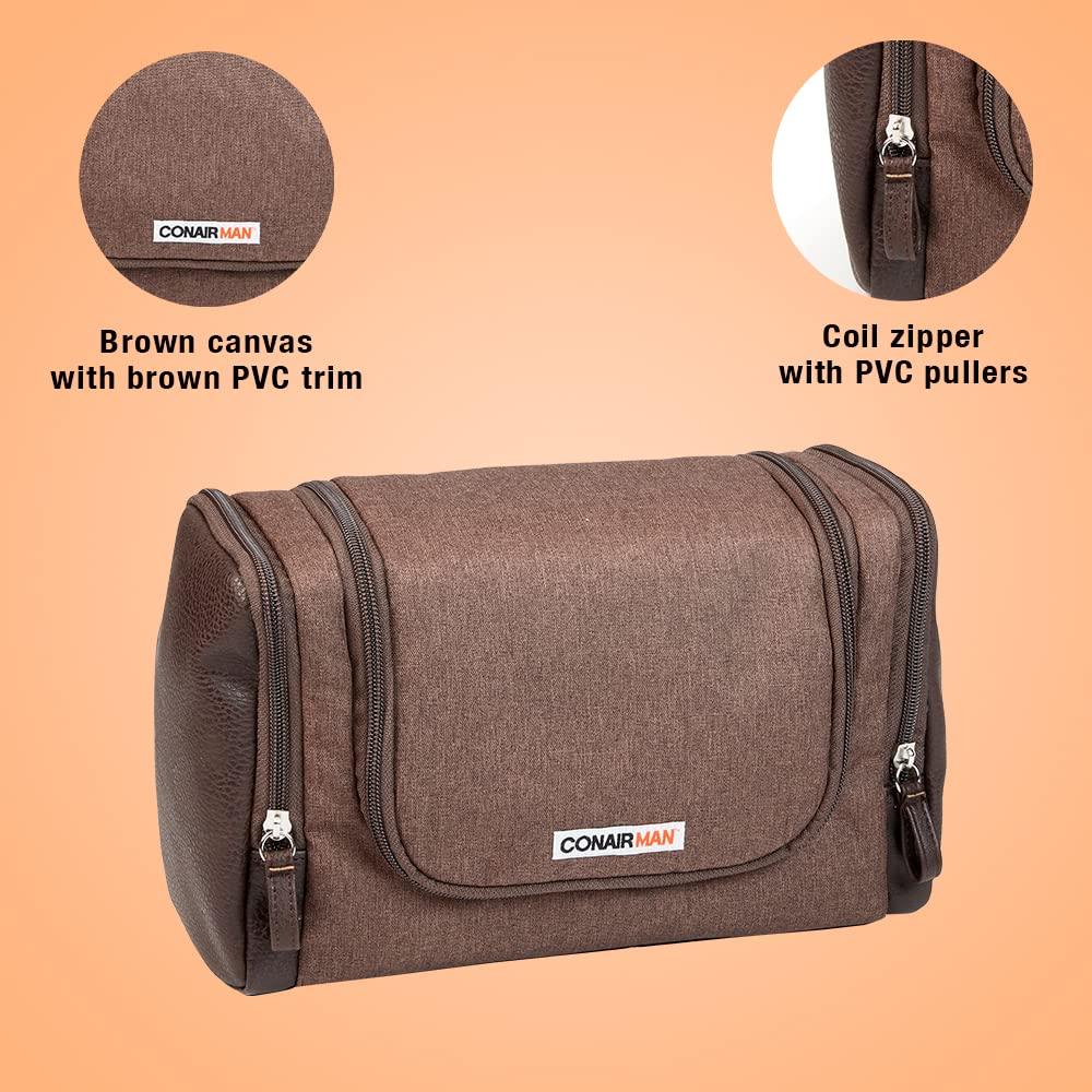 Neceser de viaje para hombre kit Dopp bolsa de viaje en marrón - VIRTUAL MUEBLES