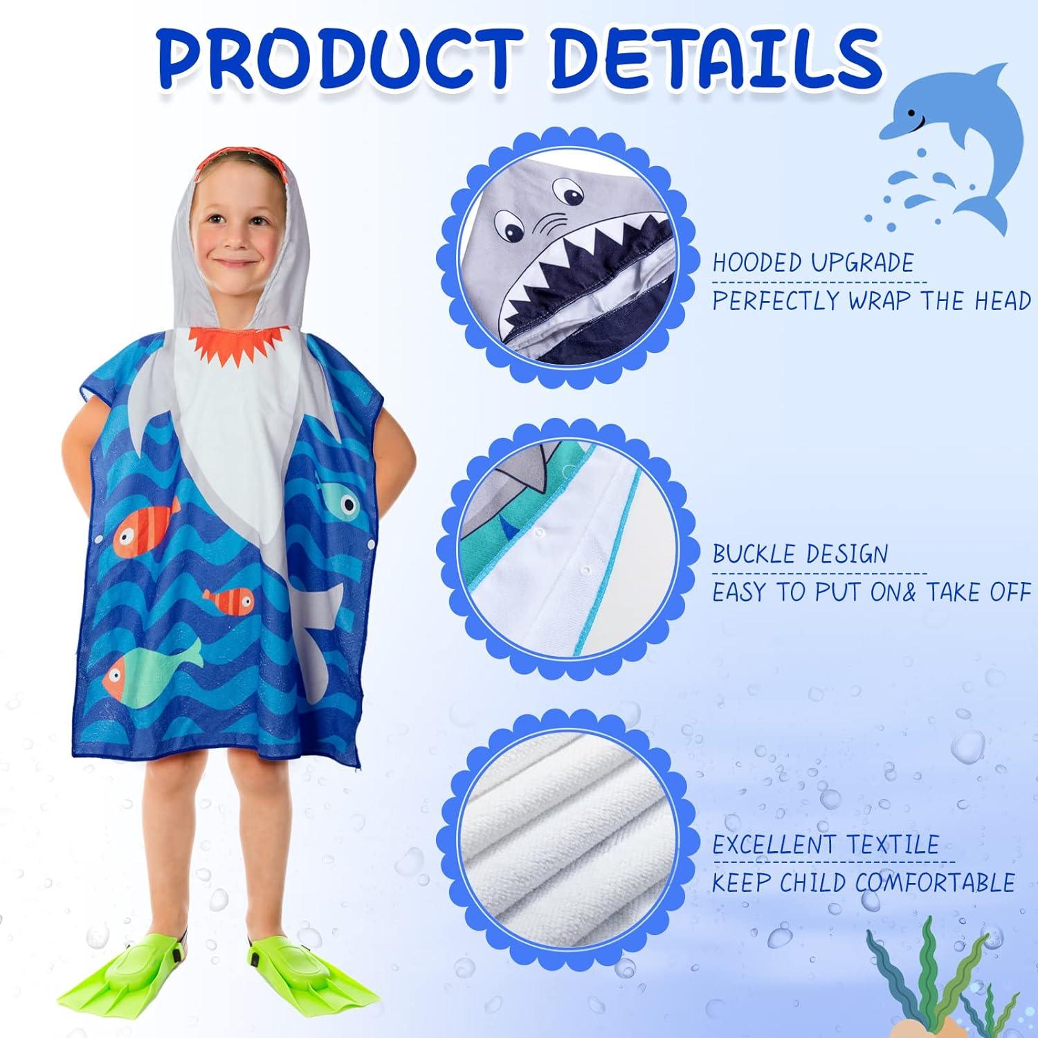 Paquete de 6 toallas de playa con capucha para niños, toallas de baño con - VIRTUAL MUEBLES