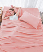 Sábanas de cama King de 4 piezas, juego de sábanas rosas para dormitorio con