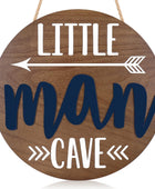 Letrero redondo de madera con diseño de cueva de Little Man para puerta de niño - VIRTUAL MUEBLES