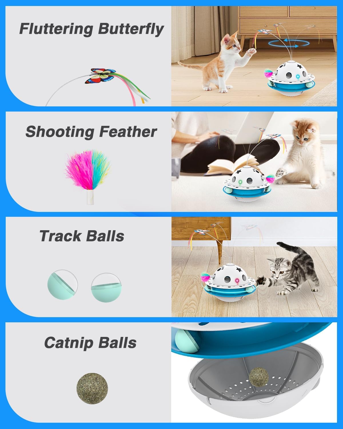 Juguetes inteligentes 3 en 1 para gatos, juguete interactivo Roly Poly para