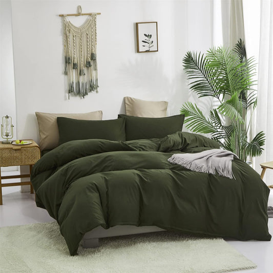 Juego de edredón verde militar, juego de ropa de cama de color verde oliva,