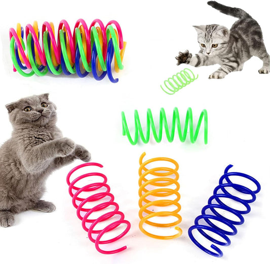 12 juguetes coloridos de resortes en espiral para gatos, juguetes creativos