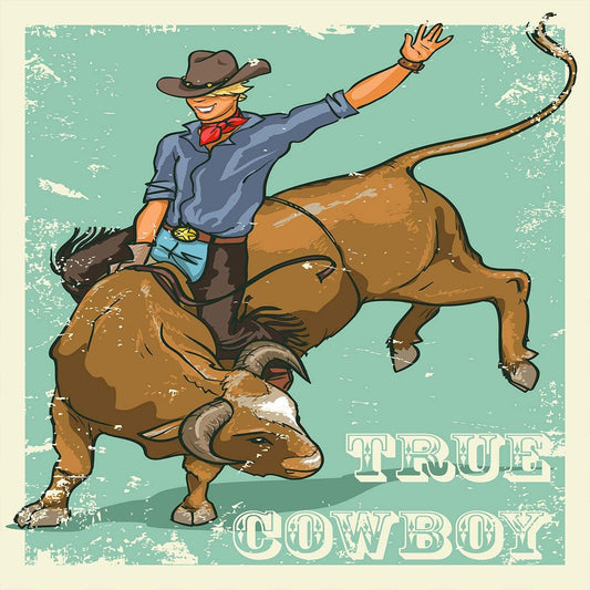 Juego de funda de edredón de vaquero, diseño de cartel vintage de toro, juego