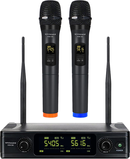 Sistema de micrófono inalámbrico UHF, juego de micrófono inalámbrico dual con 2
