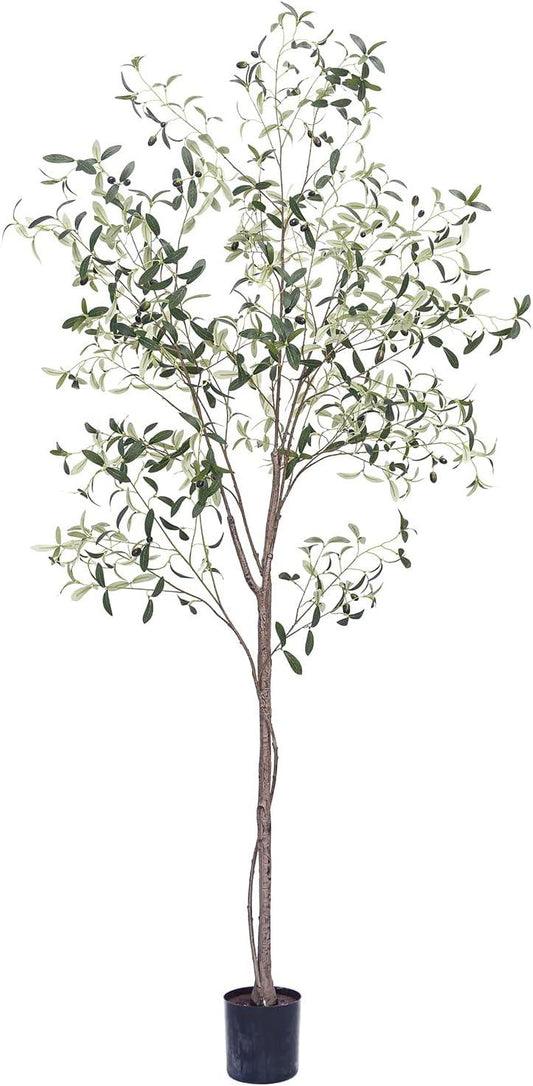 7FT Artificial Olive Tree 82 Tall Fake Potted Olive Tree with Planter Large - VIRTUAL MUEBLES